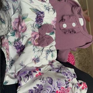 Floral and Ribbed Baby Outfit Set